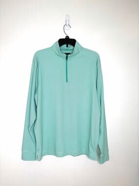 Deolax The Reid 1/4 Zip Pullover Sz M Green/White Striped Golf Preppy UPF 50+